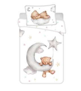 JERRY FABRICS Povlečení do postýlky Medvídek Moon baby Bavlna, 100/135, 40/60 cm