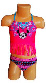 EPLUSM Plavky MINNIE s třásněmi dvoudílné růžové neonové, vel. 104/110