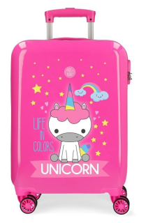 JOUMMABAGS Cestovní kufr ABS Roll Road Little Me Unicorn Pink ABS plast skořepinový se zámkem 55 x 38 x 20