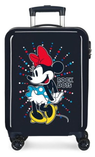 JOUMMABAGS Cestovní kufr ABS Minnie Rock Dots Blue ABS plast skořepinový se zámkem, 55 cm