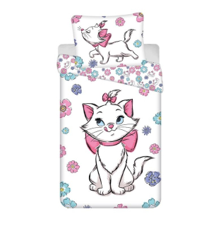 JERRY FABRICS Povlečení Kočička Marie Floral  Bavlna, 140/200, 70/90 cm