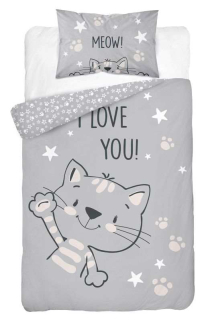 DETEXPOL Povlečení do postýlky Kočka I love you Bavlna, 100/135, 40/60 cm