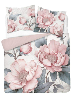 DETEXPOL Francouzské povlečení 3D Pivoňky růžové micro Polyester - mikrovlákno, 220/200, 2x70/80 cm