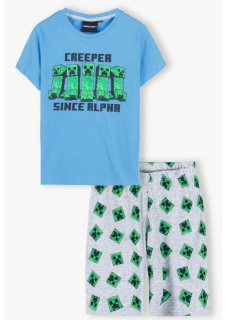 OFICIÁLNÍ LICENCE Pyžamo MINECRAFT Creeper modrošedé letní krátké, vel. 152