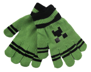 FASHION UK Rukavice MINECRAFT prstové úpletové zelené