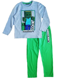 FASHION UK Pyžamo MINECRAFT šedozelené, vel. 140