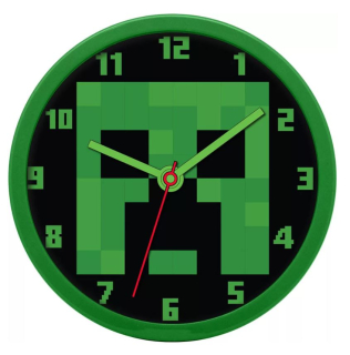 EUROSWAN Hodiny nástěnné MINECRAFT zelenočerné 24 cm