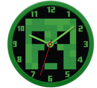 EUROSWAN Hodiny nástěnné MINECRAFT zelené 24cm