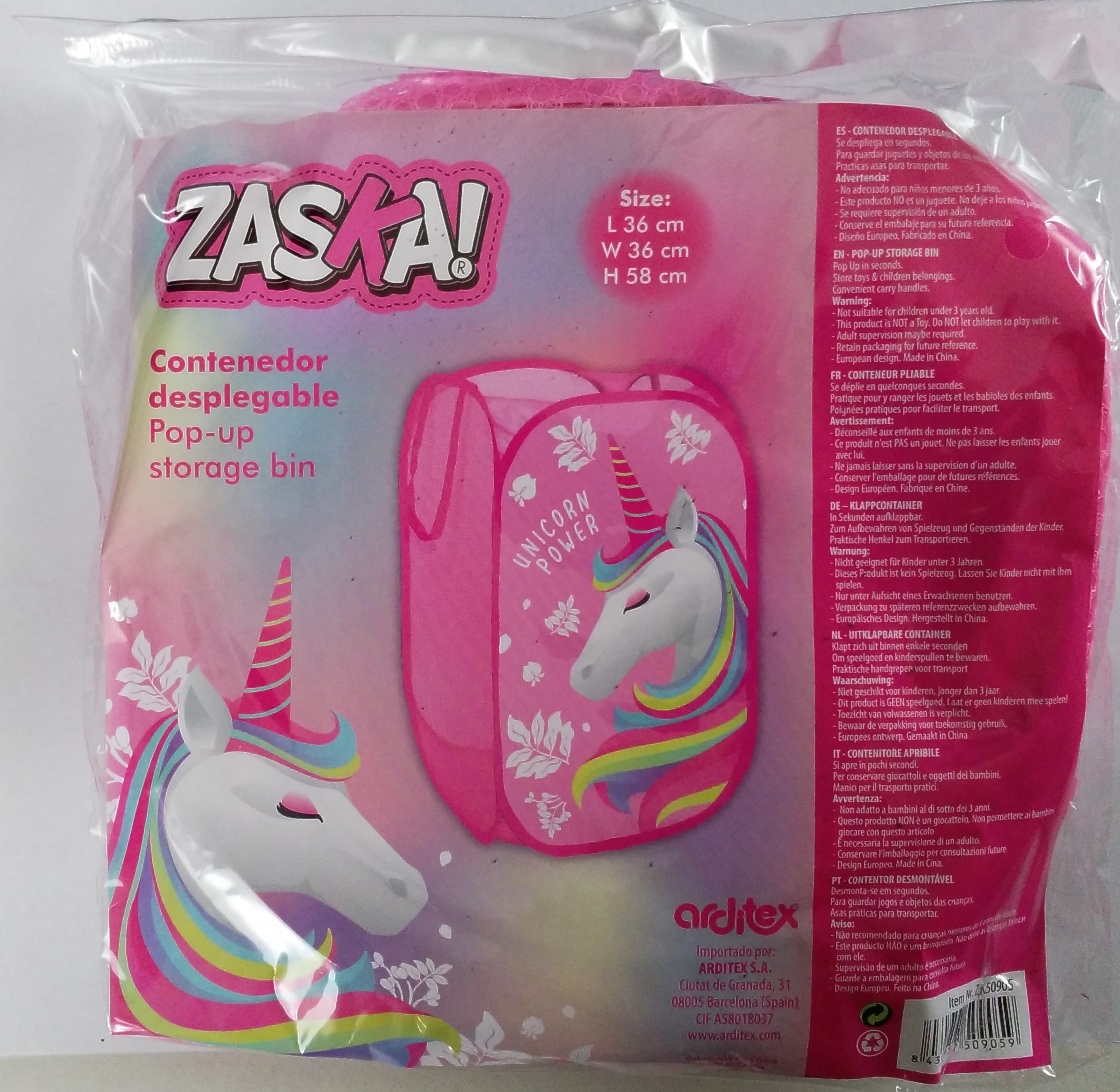 ARDITEX Úložný koš UNICORN - JEDNOROŽEC síťovaný růžový