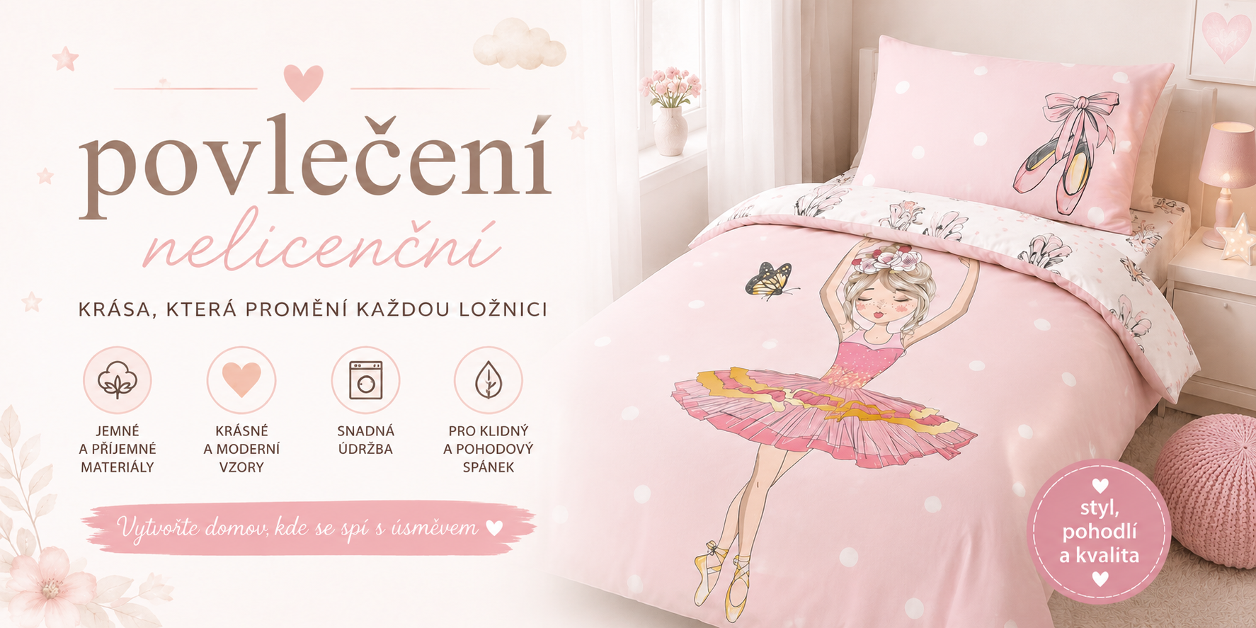 Nelicenční povlečení s jemnými, sportovními a moderními motivy pro útulné ložnice, dětské pokoje a pohodlný spánek