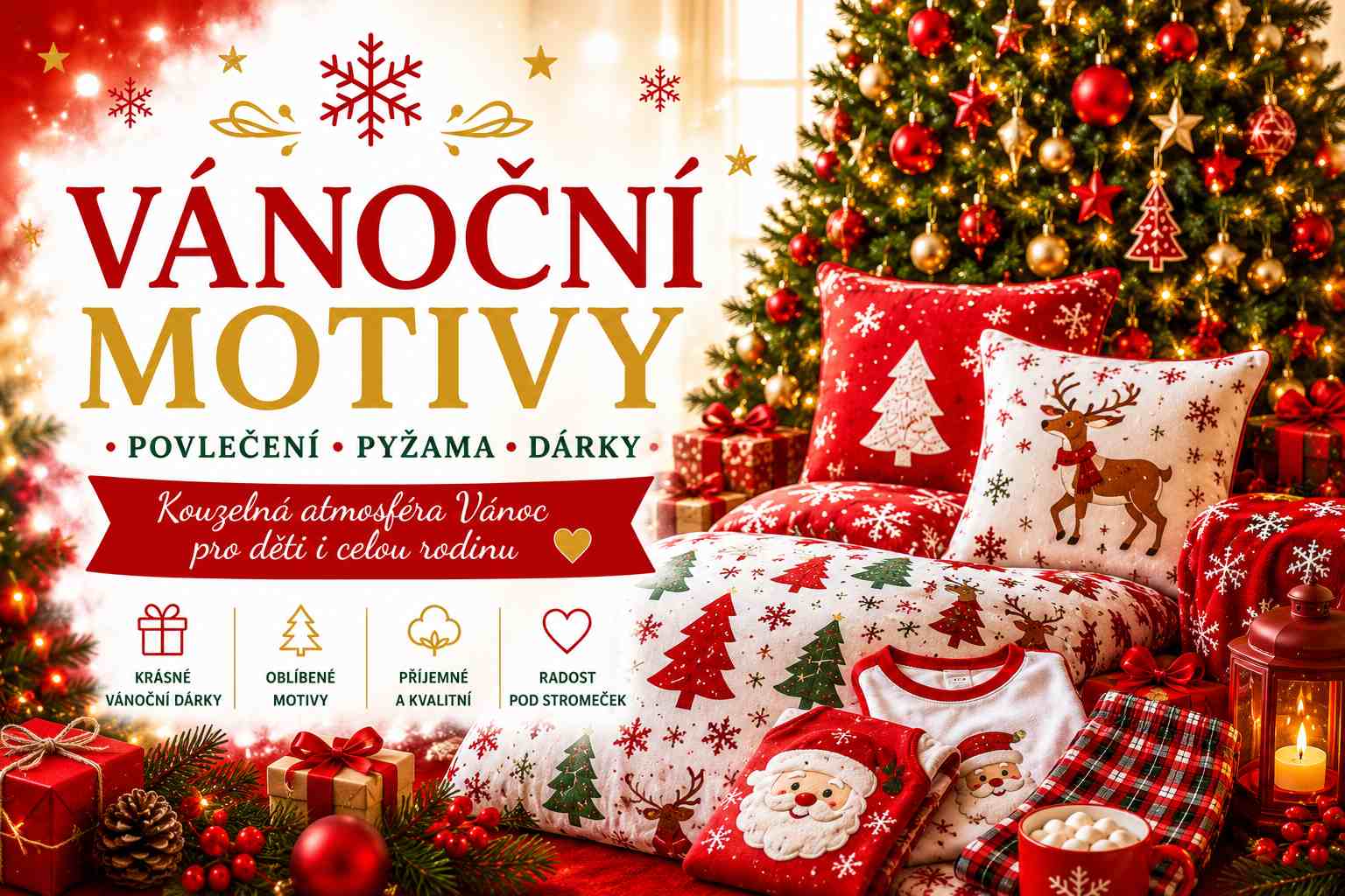 Vánoční motivy – vánoční povlečení, pyžama a dárky pro děti